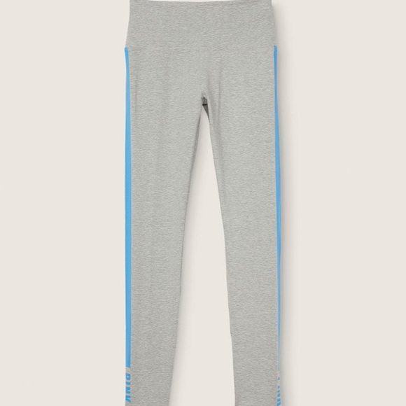 NWT Pink Cotton High Waist Full Length Legging - Heather Charcoal/Azure Sky Strp - Picture 4 of 14